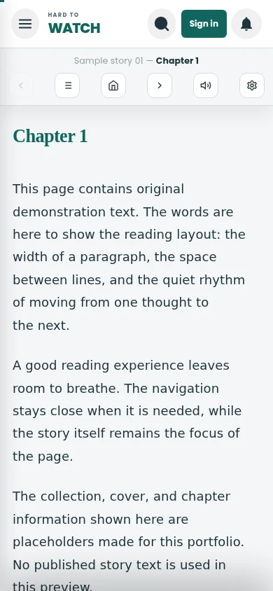 HardTo Watch — Mobile chapter reader
